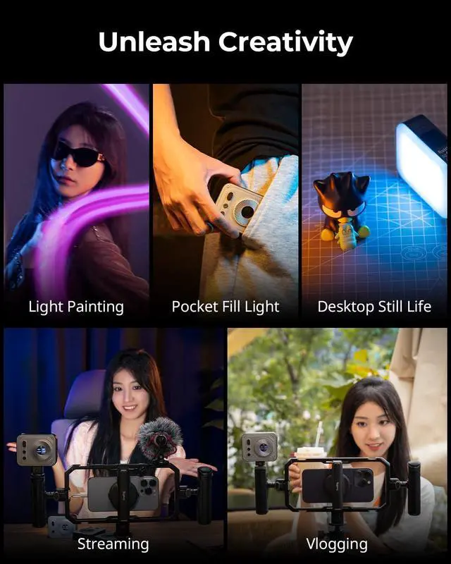 Alt view image 6 of 7 - Vibe P108 Pro RGB Video Light, Portable Led Camera Light for Photography, Cold Shoe Light, CRI95+, 2500-6500K, 12 Effects, Fill Light Accessories for Content Creator, Streaming
