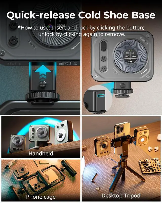 Alt view image 7 of 7 - Vibe P108 Pro RGB Video Light, Portable Led Camera Light for Photography, Cold Shoe Light, CRI95+, 2500-6500K, 12 Effects, Fill Light Accessories for Content Creator, Streaming