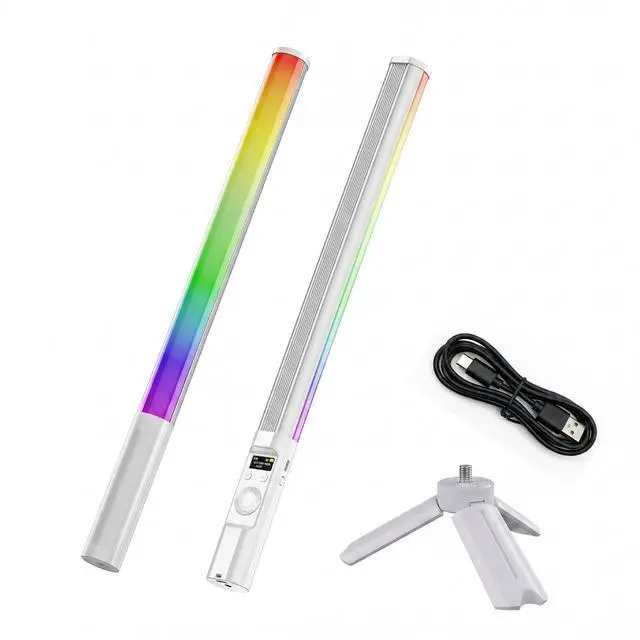 Main image of RGB LED Handheld Fill Light Stick, 2600mAh Rechargeable Battery + Tripod, 360° Full Color, 24 Scene Modes, APP & Rotate Button Control for Vlogging, Live Streaming, Studio & Video Conference