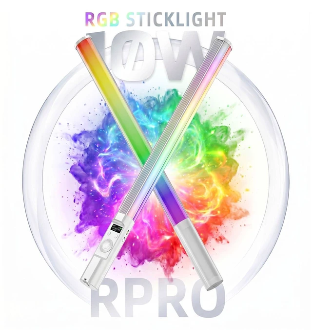 Alt view image 6 of 7 - RGB LED Handheld Fill Light Stick, 2600mAh Rechargeable Battery + Tripod, 360° Full Color, 24 Scene Modes, APP & Rotate Button Control for Vlogging, Live Streaming, Studio & Video Conference