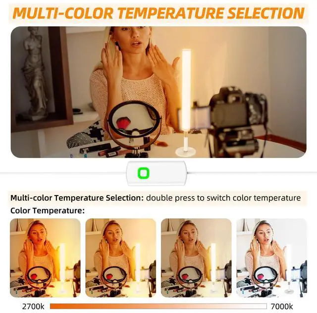 Alt view image 3 of 6 - LED Vanity Lights for Mirror, Dimmable and Color Temperature Changeable LED Makeup Lights, Height Adjustable 24V Fill Light for Selfie, Photography, Video Recording Conference Lighting