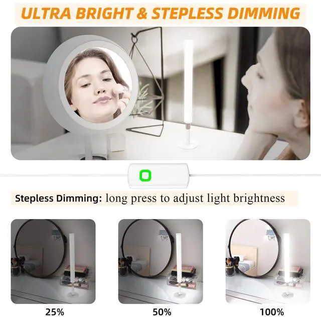 Alt view image 2 of 6 - LED Vanity Lights for Mirror, Dimmable and Color Temperature Changeable LED Makeup Lights, Height Adjustable 24V Fill Light for Selfie, Photography, Video Recording Conference Lighting