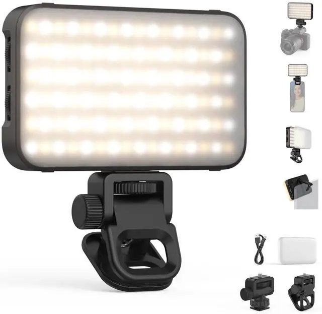 Main image of Entry Level Version Phone Selfie Light for iPhone, 2500-9000K CRI80 2000mAh Rechargeable Plastic Clip on Makeup Streaming Recording Laptop Computer Video Conference Fill Lighting, N15