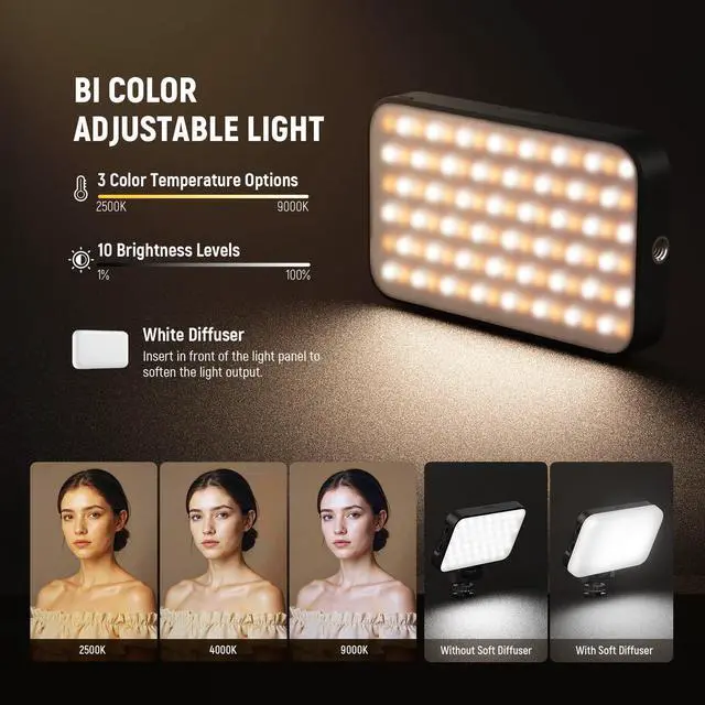 Alt view image 3 of 7 - Entry Level Version Phone Selfie Light for iPhone, 2500-9000K CRI80 2000mAh Rechargeable Plastic Clip on Makeup Streaming Recording Laptop Computer Video Conference Fill Lighting, N15