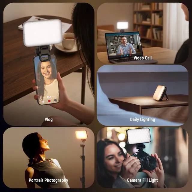 Alt view image 6 of 7 - Entry Level Version Phone Selfie Light for iPhone, 2500-9000K CRI80 2000mAh Rechargeable Plastic Clip on Makeup Streaming Recording Laptop Computer Video Conference Fill Lighting, N15