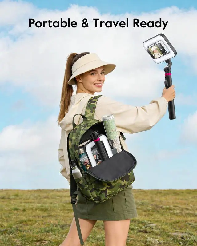 Alt view image 5 of 7 - Magnetic Ring Light with Stand and Phone Clip, 62" Tripod for iPhone with Light, 6000mAh Phone Tripod with Light for Video Recording, TikTok, YouTube, Vlogging, Selfies, CRI95