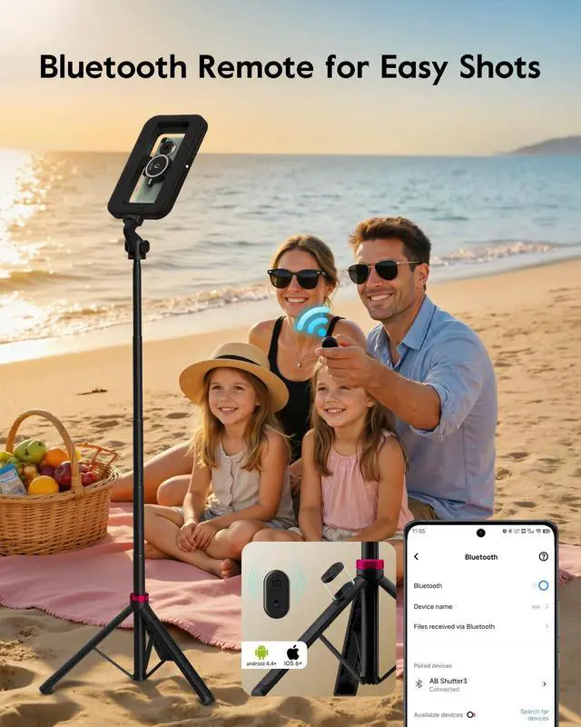 Alt view image 6 of 7 - Magnetic Ring Light with Stand and Phone Clip, 62" Tripod for iPhone with Light, 6000mAh Phone Tripod with Light for Video Recording, TikTok, YouTube, Vlogging, Selfies, CRI95