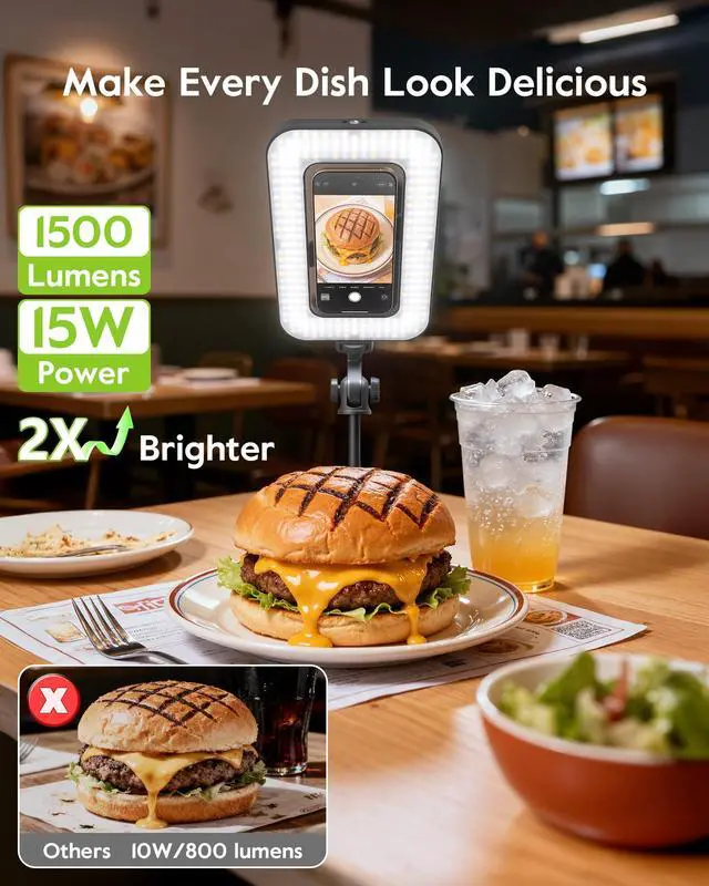 Alt view image 2 of 7 - Magnetic Ring Light with Stand and Phone Clip, 62" Tripod for iPhone with Light, 6000mAh Phone Tripod with Light for Video Recording, TikTok, YouTube, Vlogging, Selfies, CRI95