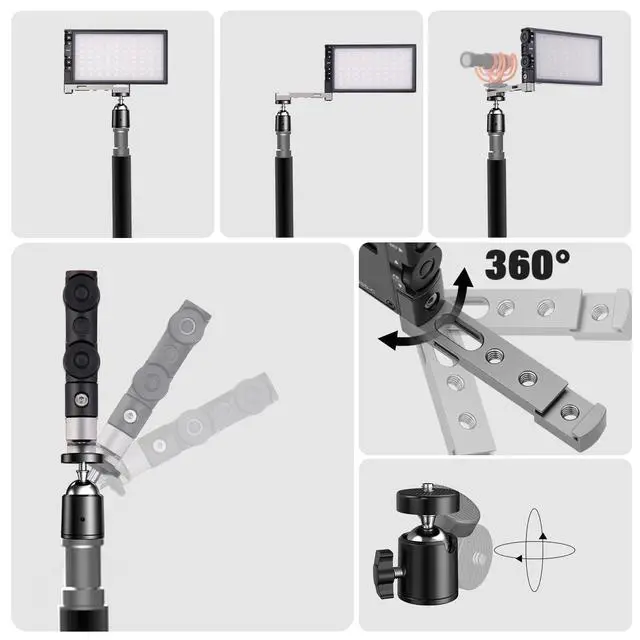 Alt view image 6 of 7 - G1s RGB Video Light with APP Control, 12W 210 Minutes Rechargeable Battery LED Camera Light, 10 Common Lighting Effects, CRI97 2500-8500K LED Video Light with Aluminum Alloy Body
