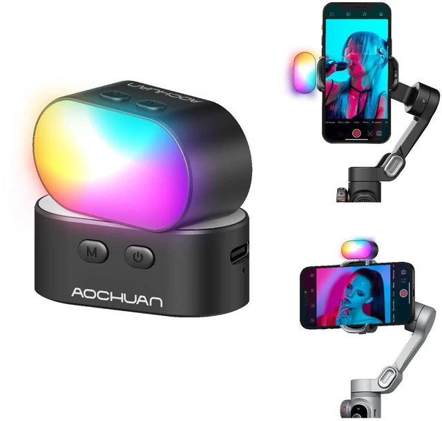 Main image of RGB Magnetic Fill Light for Gimbal, LED Video Light w/3 Brightness and 7 Color Adjustment for Photography, Portable Mini Fill Light w/Long Battery Life for Hohem Zhiyun Feiyu Gimbal Stabilizer