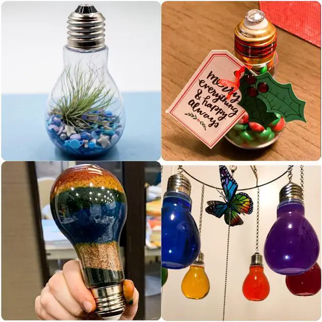 Alt view image 2 of 7 - 40 Pack Plastic Light Bulbs, 100ml/3.4 Oz Clear Fillable Ornaments, Plastic Light Bulbs Candy Jars for Crafts, Decorative Centerpieces, Party Favors, Silver