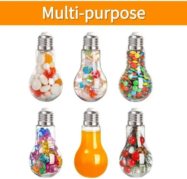 Alt view image 6 of 7 - 40 Pack Plastic Light Bulbs, 100ml/3.4 Oz Clear Fillable Ornaments, Plastic Light Bulbs Candy Jars for Crafts, Decorative Centerpieces, Party Favors, Silver