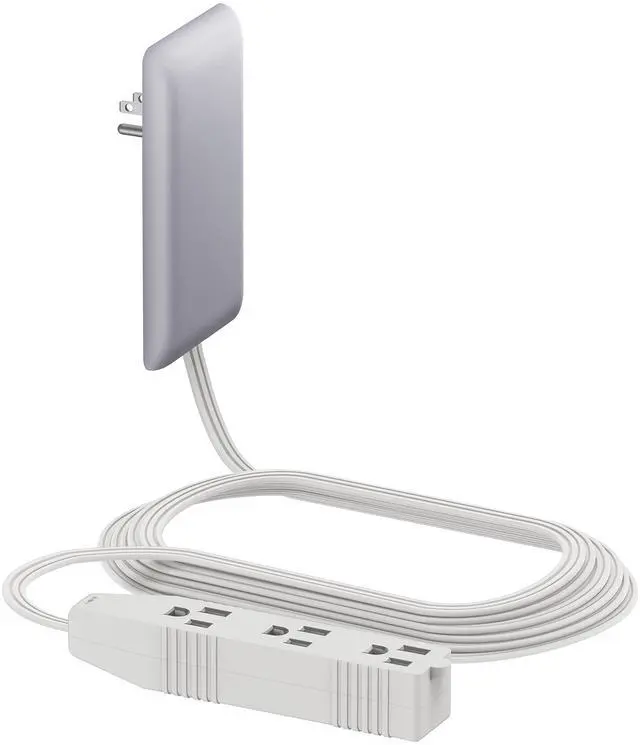 Main image of Flat-Face Outlet Extender, 3 Receptacles, 8ft Cord, 1625W, ETL Listed