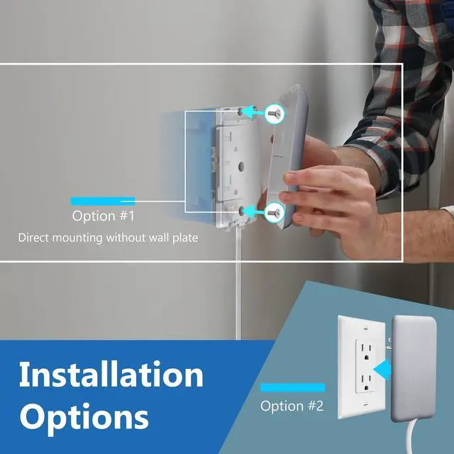 Alt view image 7 of 7 - Flat-Face Outlet Extender, 3 Receptacles, 8ft Cord, 1625W, ETL Listed