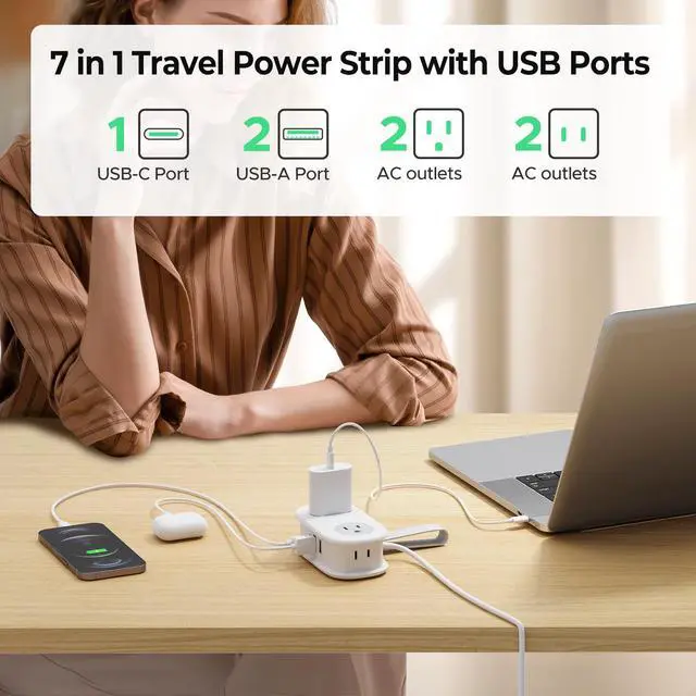 Alt view image 4 of 7 - Cruise Approved Travel Power Strip, 4FT Wrap-Around Extension Cord