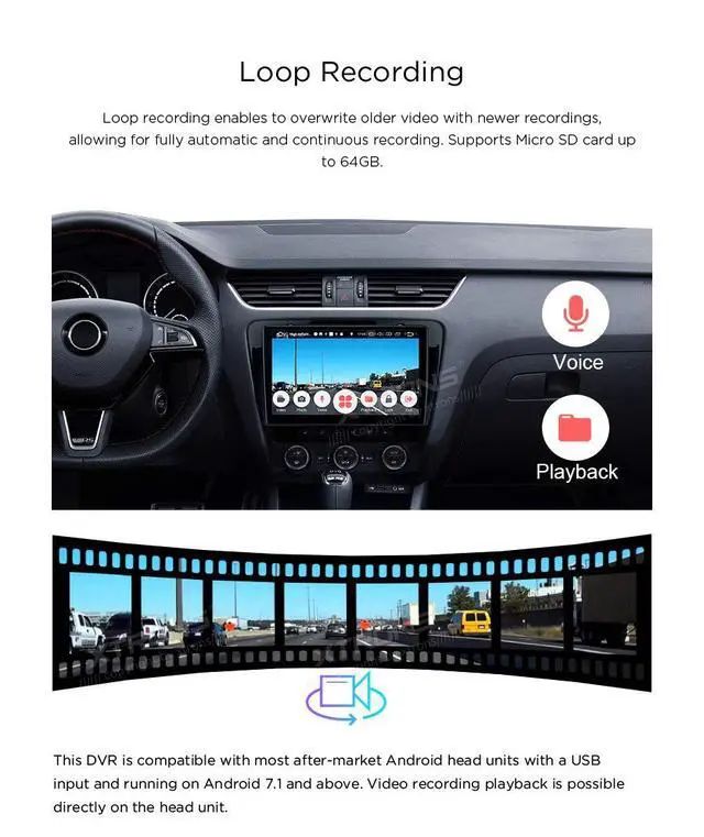 Alt view image 5 of 7 - Full HD 1080P Car DVR Road Video Recorder Dash Camera Car Driving Recorder with 140° Wide Angle, Loop Recording