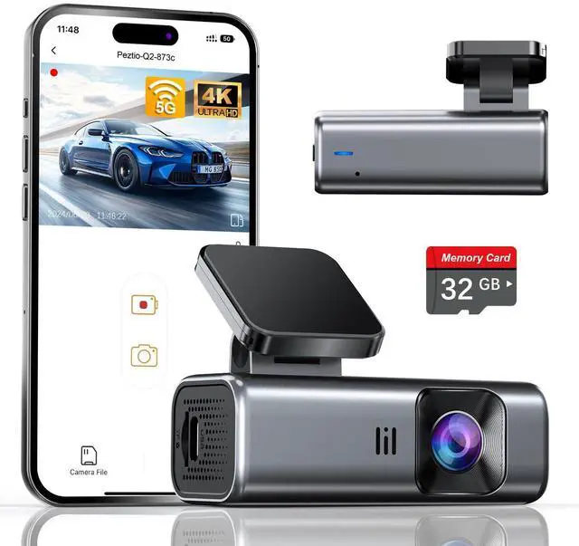 Main image of 4K Dash Cam Front, 5GHz WiFi, 32GB Card Included, Mini Dashcam