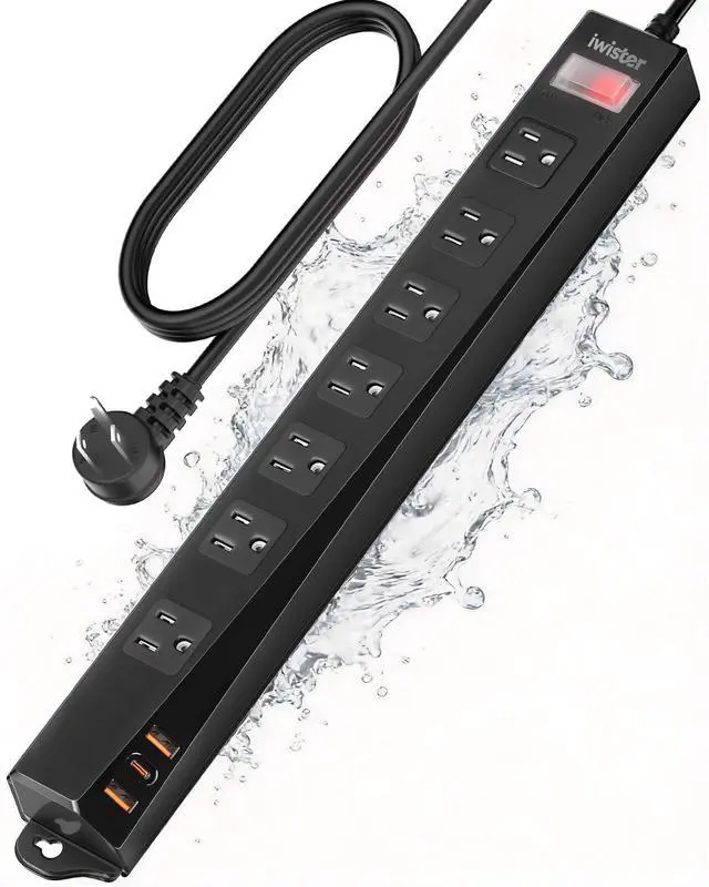 Main image of Outdoor Power Strip Weatherproof IPX6,1625W/13A 6 Ft Extension Cord with Multiple Outlets,7 AC & 3 USB, Wall Mount for Camping,Poolside,Garden,Workshop