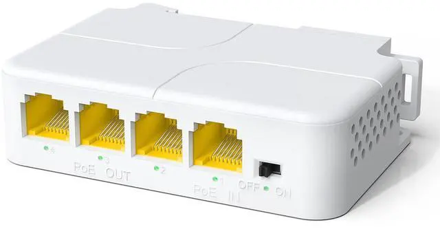 Main image of Gigabit PoE Extender 1 in 3 Out, 4-Port 1000Mbps PoE Repeater, IEEE 802.3af/at 30W, 100m (328ft) Extension, VLAN, Plug & Play, Wall Mount & DIN Rail Design for IP Camera, AP, NVR, VoIP Phone