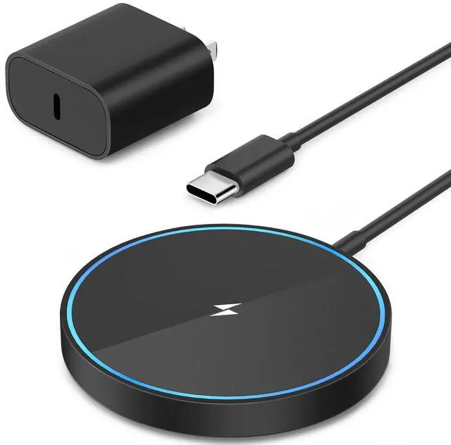 Main image of Magnetic Wireless Charger Mag Safe Charging Pad Compatible with iPhone 17/17 Pro Max/iPhone Air/16/15/15 Plus/14/13/12 Series, 2025 Upgraded Fast Mag-Safe LED Charger with 20W Type-C Adapter (Black)