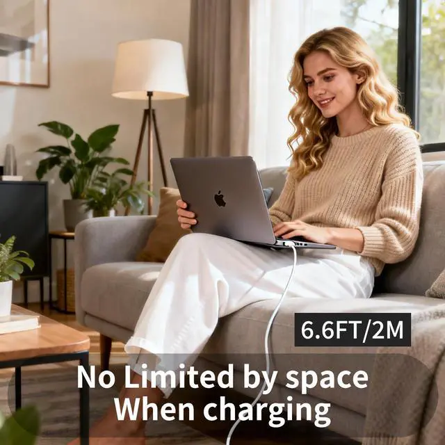 Alt view image 6 of 7 - 140W USB-C to Magnetic 3 Fast Charging Cable 6.6FT, Braided & Durable, Compatible with M5/M4/M3/M2 MacBook Air & Pro (2026-2021 Models) - White