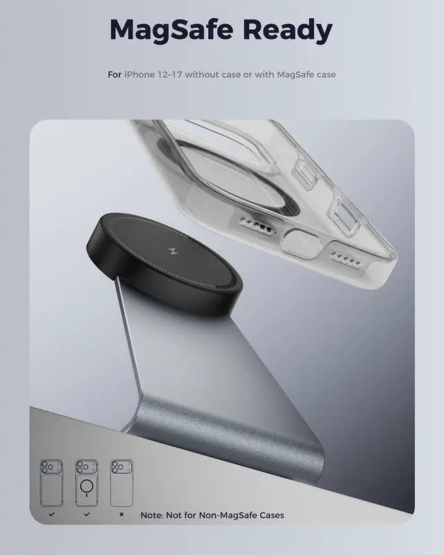Alt view image 3 of 6 - Magnetic Charger Stand 25W Fast Charging Wireless Charger Compatible with Apple MagSafe Charger Compatible for Qi2.2 iPhone 17 16 15 14 13 12 Series 1 Pack