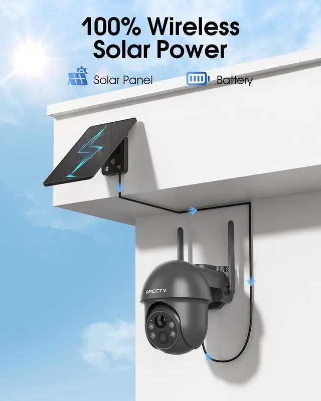 Alt view image 2 of 7 - Solar Cameras Wireless Outdoor for Home Security, 2 Pack