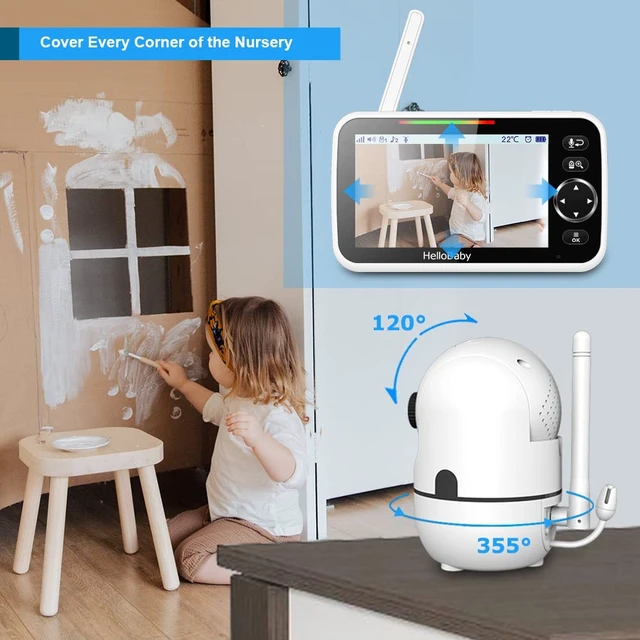 Alt view image 7 of 7 - No WiFi Baby Monitor Camera and Audio HB6550, 5" Video Screen | Trusted by 10M+ Families, 30H Battery, PTZ, Private No-WiFi, Night Vision, 1000ft, Easy Setup, 2-Way Talk, VOX, Travel Ready