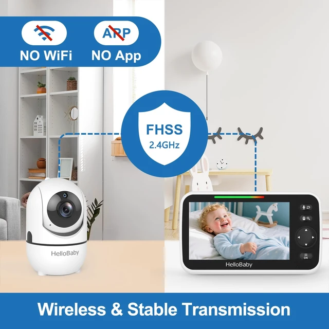 Alt view image 5 of 7 - No WiFi Baby Monitor Camera and Audio HB6550, 5" Video Screen | Trusted by 10M+ Families, 30H Battery, PTZ, Private No-WiFi, Night Vision, 1000ft, Easy Setup, 2-Way Talk, VOX, Travel Ready