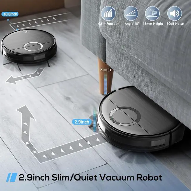 Alt view image 5 of 7 - Robot Vacuum, 2 in 1 Robot Vacuum and Mop Combo for Pet Owners: Strong Suction, Anti-Tangle Brushless Inlet, Picks Up Dog & Cat Hair, Wet Mopping Removes Paw Prints, Auto-Recharge with Schedule