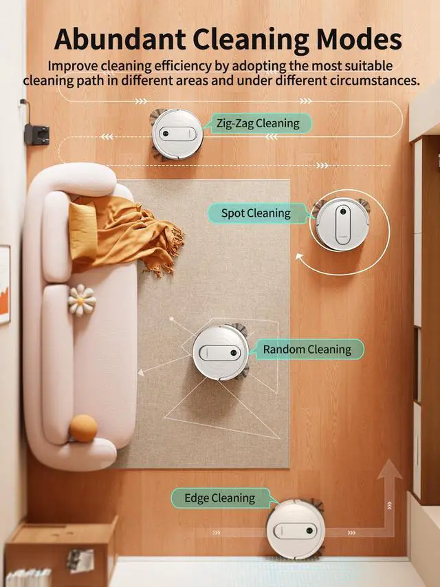 Alt view image 3 of 7 - Robot Vacuum and Mop with 4000Pa Powerful Suction, 3-in-1 Cleaning, Smart APP & Alexa Control, Self-Charging Robot Vacuum for Pet Hair, Carpets & Hard Floors