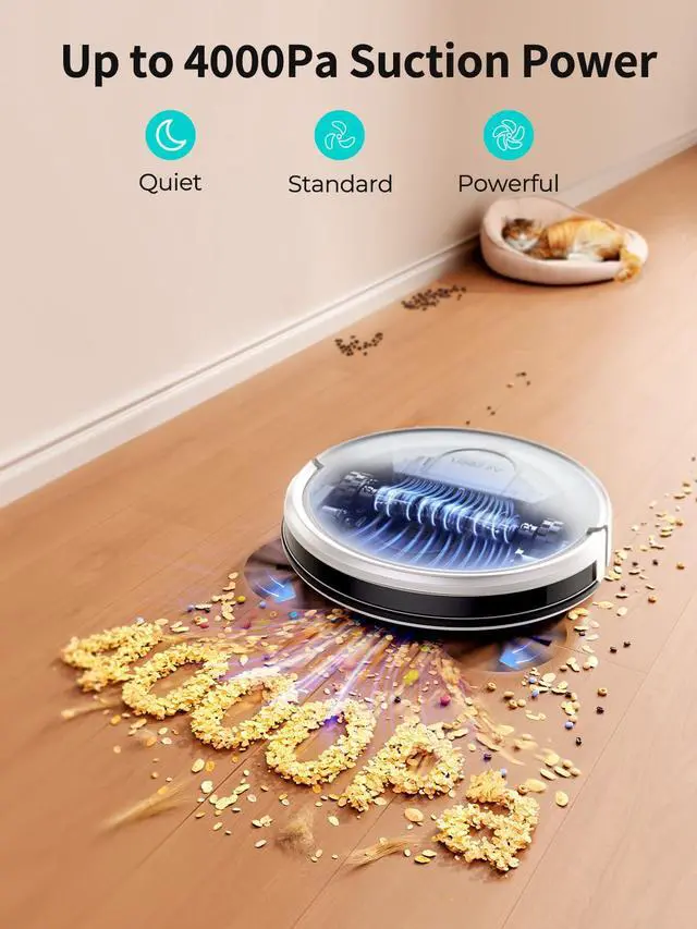 Alt view image 5 of 7 - Robot Vacuum and Mop with 4000Pa Powerful Suction, 3-in-1 Cleaning, Smart APP & Alexa Control, Self-Charging Robot Vacuum for Pet Hair, Carpets & Hard Floors