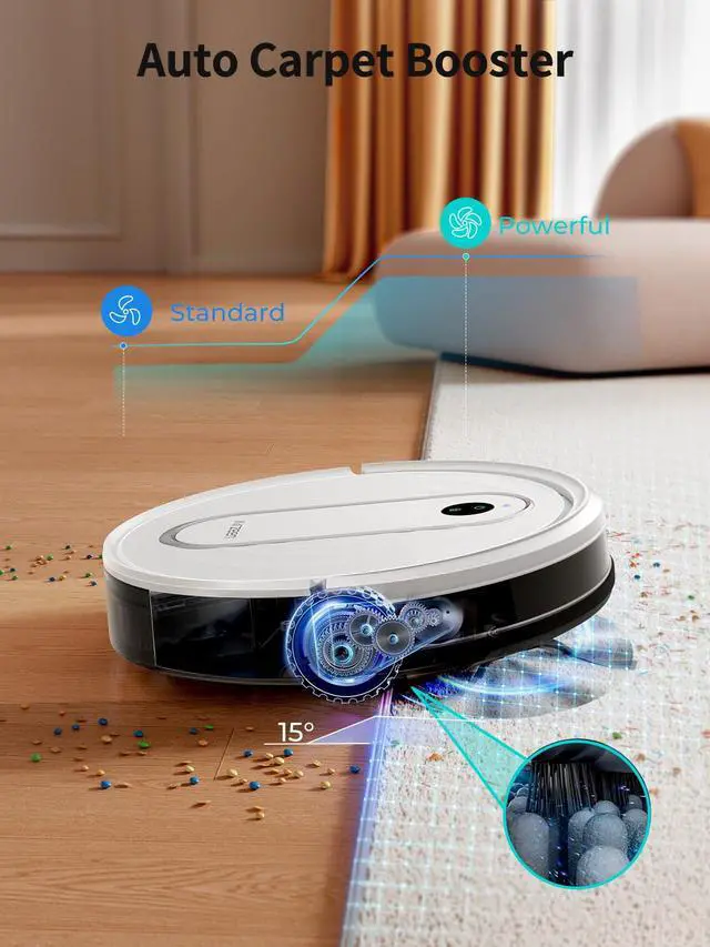 Alt view image 7 of 7 - Robot Vacuum and Mop with 4000Pa Powerful Suction, 3-in-1 Cleaning, Smart APP & Alexa Control, Self-Charging Robot Vacuum for Pet Hair, Carpets & Hard Floors