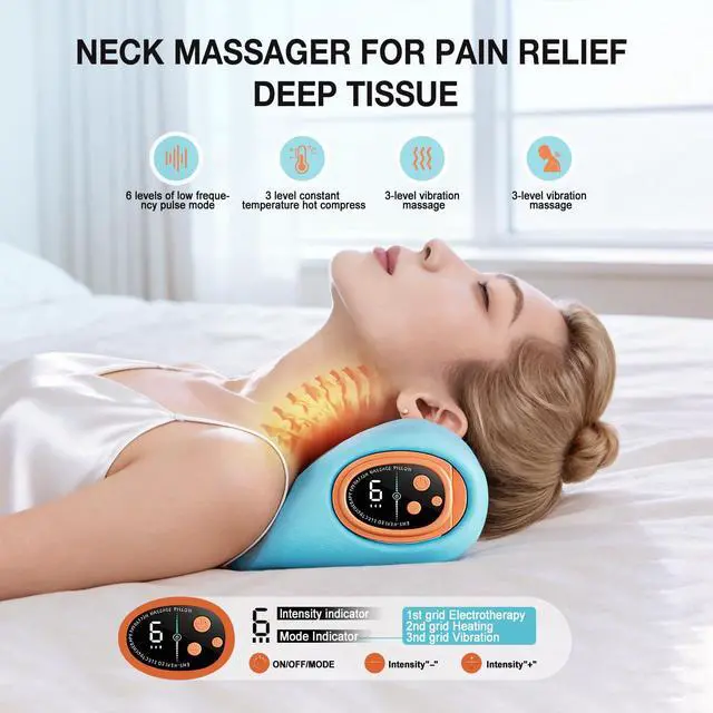 Alt view image 2 of 7 - Neck Massager 2026 New Upgrade, 3-in-1 Heat, Pulse & Vibration Modes, Ergonomic Electric Neck and Shoulder Massager for Pain Relief & Relaxation at Home, Office, Travel