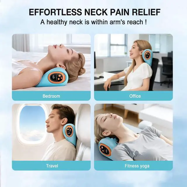 Alt view image 7 of 7 - Neck Massager 2026 New Upgrade, 3-in-1 Heat, Pulse & Vibration Modes, Ergonomic Electric Neck and Shoulder Massager for Pain Relief & Relaxation at Home, Office, Travel