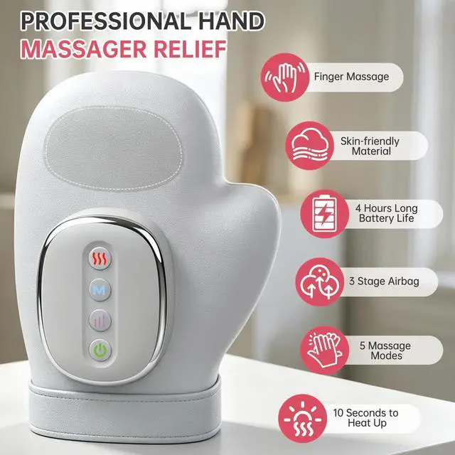 Alt view image 2 of 7 - Hand Massager with Heat and Compression for Arthritis and Carpal Tunnel