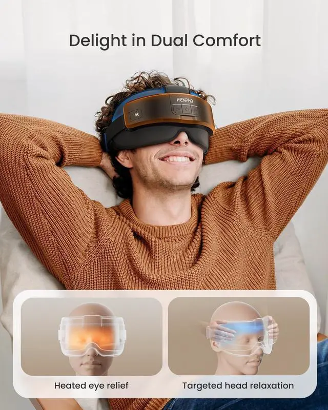 Alt view image 2 of 7 - Eyeris Masc Head and Eye Massager, Electric Heated Eye Mask