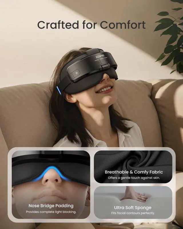 Alt view image 5 of 7 - Eyeris Masc Head and Eye Massager, Electric Heated Eye Mask