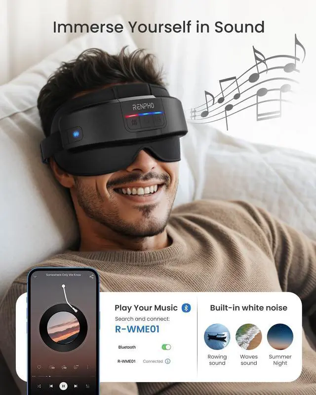Alt view image 7 of 7 - Eyeris Masc Head and Eye Massager, Electric Heated Eye Mask