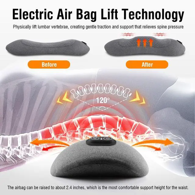 Alt view image 5 of 7 - Cordless Lumbar Support Pillow, Lower Back Massager for Pain Relief