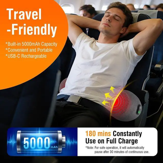 Alt view image 6 of 7 - Cordless Lumbar Support Pillow, Lower Back Massager for Pain Relief
