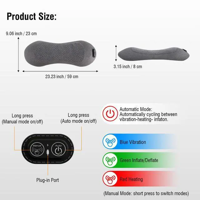 Alt view image 7 of 7 - Cordless Lumbar Support Pillow, Lower Back Massager for Pain Relief