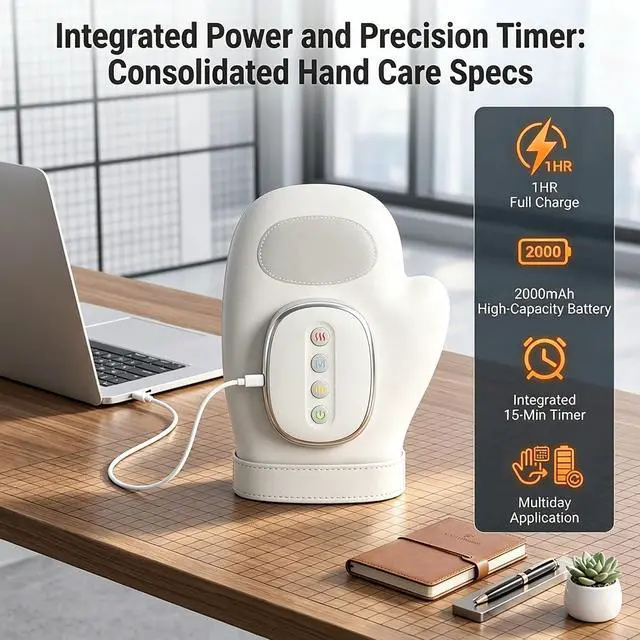 Alt view image 5 of 7 - Cordless Hand Massager with Heat & Compression 3 Modes, 5 Intensities, 3 Heat Levels for Daily Hand Relaxation, Portable Electric Hand Massager