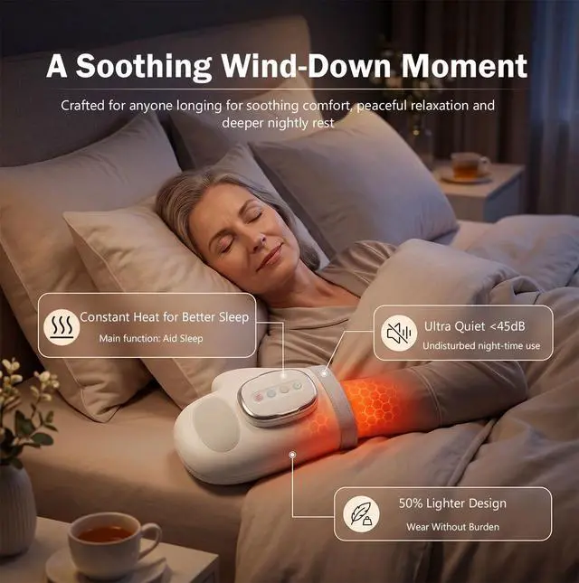 Alt view image 6 of 7 - Cordless Hand Massager with Heat & Compression 3 Modes, 5 Intensities, 3 Heat Levels for Daily Hand Relaxation, Portable Electric Hand Massager