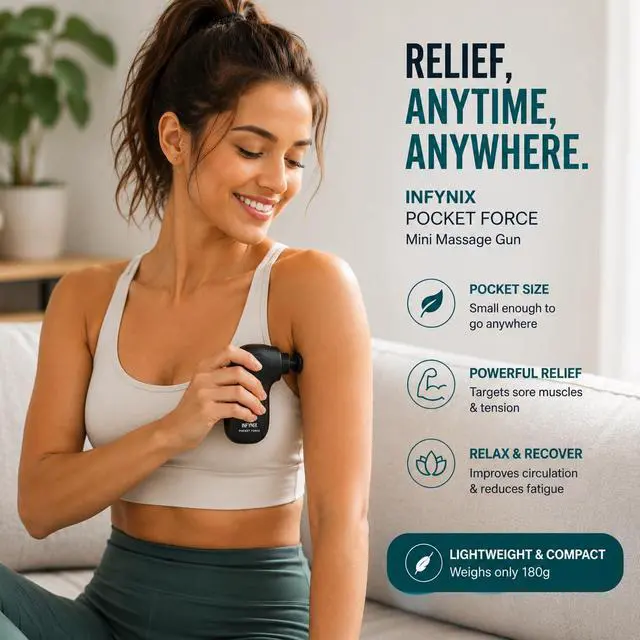 Alt view image 4 of 7 - Pocket Force Mini Massage Gun, Portable Muscle Massager, 6.5mm Deep Tissue