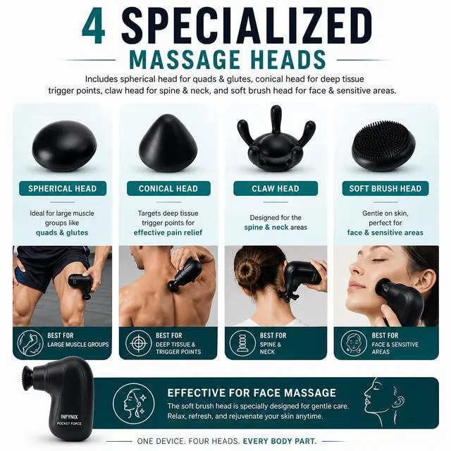 Alt view image 6 of 7 - Pocket Force Mini Massage Gun, Portable Muscle Massager, 6.5mm Deep Tissue