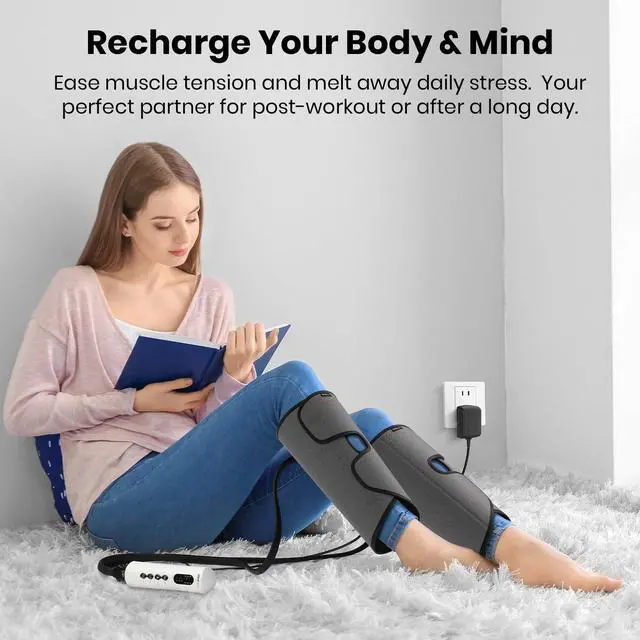 Alt view image 4 of 7 - Leg Compression Massager for Circulation and Pain Relief Fsa, Air Compression Calf Massager with 3 Modes 3 Intensities 2 Timing, for Restless Legs Syndrome Relief, Wellness Gift for Mom Dad