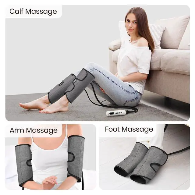 Alt view image 3 of 7 - Leg Compression Massager for Circulation and Pain Relief Fsa, Air Compression Calf Massager with 3 Modes 3 Intensities 2 Timing, for Restless Legs Syndrome Relief, Wellness Gift for Mom Dad