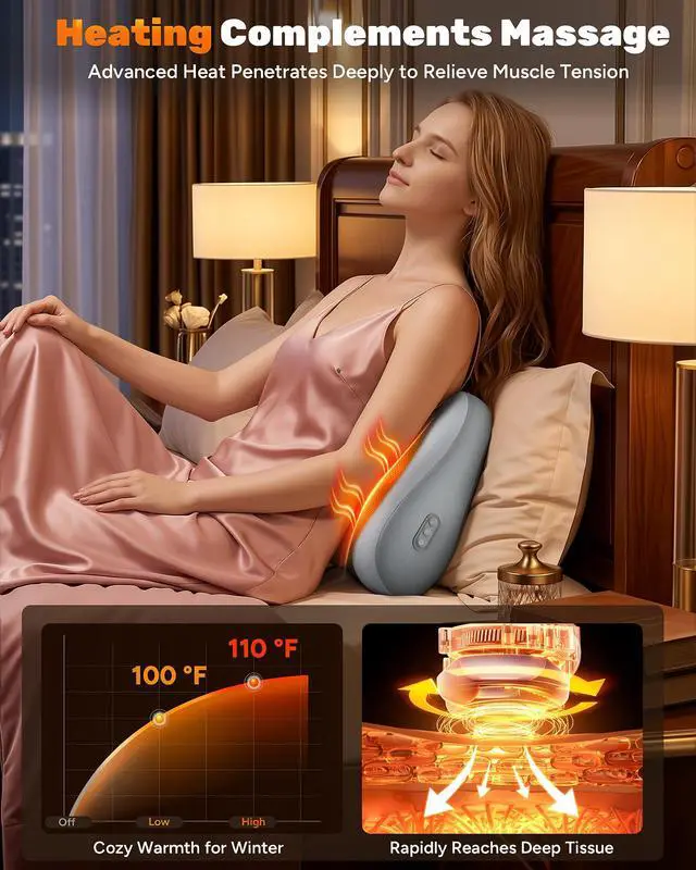 Alt view image 4 of 7 - Electric Back Massager, Deep Tissue Kneading Heat for Pain Relief