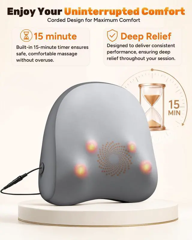 Alt view image 7 of 7 - Electric Back Massager, Deep Tissue Kneading Heat for Pain Relief
